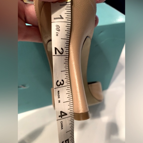 Rebecca Blue, dress shoes size 10, Gold, crystal details around ankle strap. 4” - Picture 8 of 10